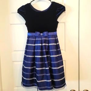 JONA MICHELLE BLUE VELOUR PARTY DRESS WITH TULLE SIZE 7